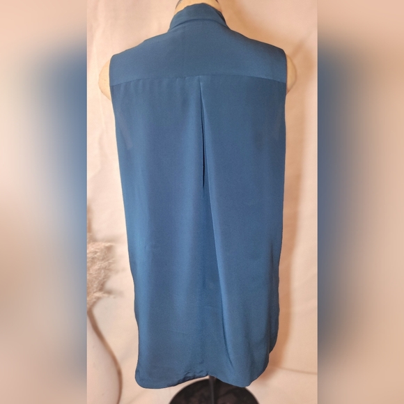 Vince Silk Teal Botton Down Tank - Picture 3 of 4